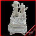 Hand Carved White Marble Stone Kid Boy Nude Angel Statue (YL-R707)